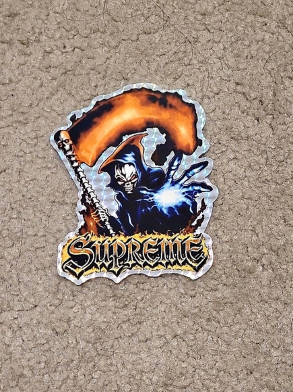 Supreme Grim Reaper Holographic Sticker Black & Orange